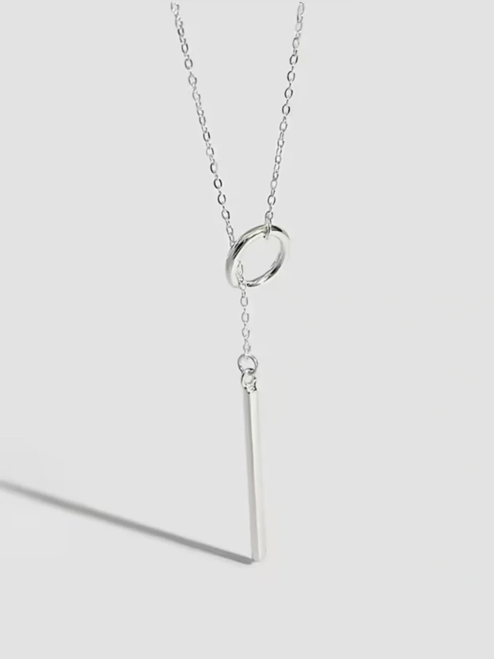 BNIB - Silver Circle Drop Lariat Y Design Necklace